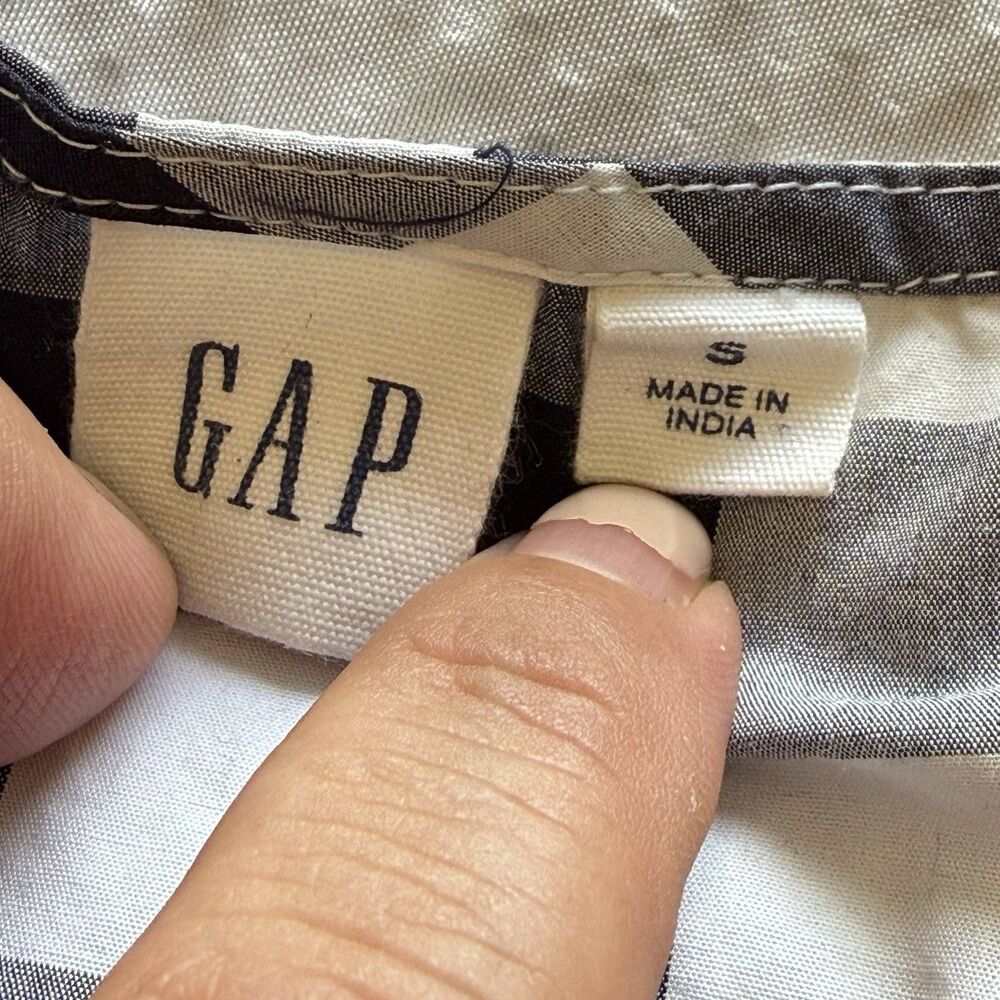 GAP Navy White Gingham Wrap Midi Dress Cotton Ruffle Hem Women’s Small - Picture 6 of 10